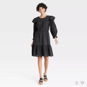 Women's Ruffle Long Sleeve Ruffle Dress